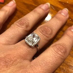 Cubic Zirconia halo cushion ring